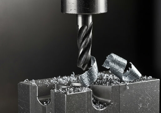 Metalworking Drill Bit Cutting Precise Hole in Steel