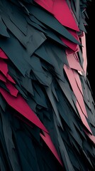Abstract geometric shapes in dark shades of gray and red