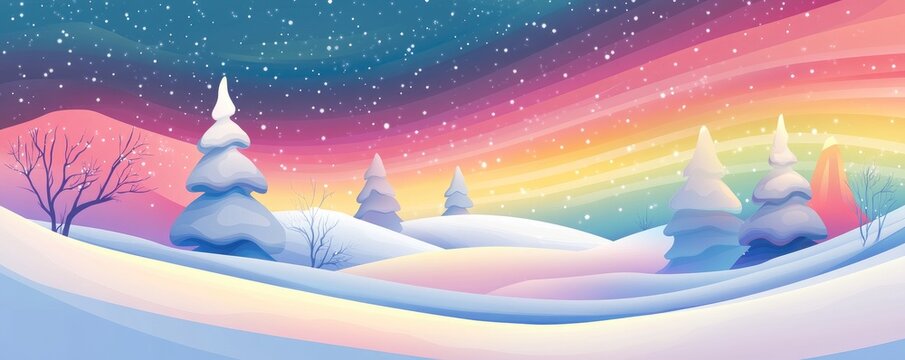 Winter wonderland landscape with vibrant colors - Powered by Adobe