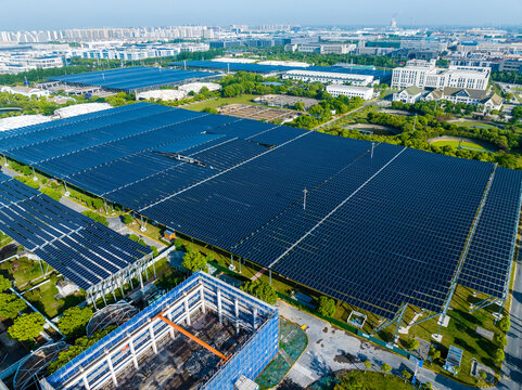 Modern Wastewater Treatment Plant with Solar Panels