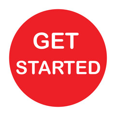 Get started red circle button with white text