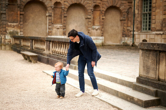 father and son in paris park