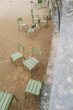 green chairs in paris park