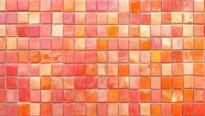 Fototapeta premium A wall of red-orange square tiles