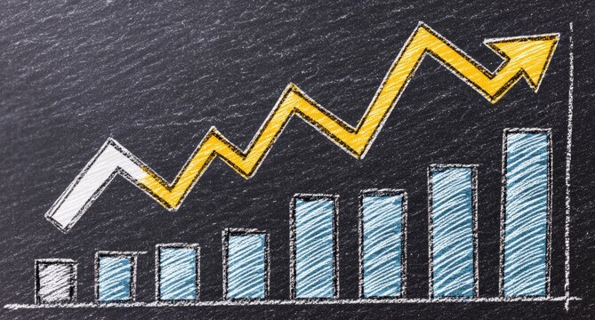 Chalkboard graph showing upward trend