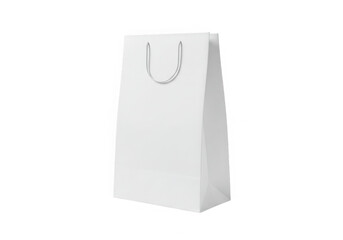 White paper shopping bag with handles isolated on transparent background