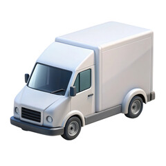 3d white delivery van isolated on transparent background