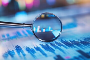 Magnifying glass over financial charts (1)