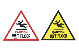 Obraz premium Wet Floor Caution Sign Icon – Flat Minimal Safety Vector isolated 