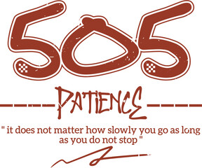 trendy vintage varsity college typography patience slogan print for graphic tee t shirt or sweatshirt hoodie - Vector