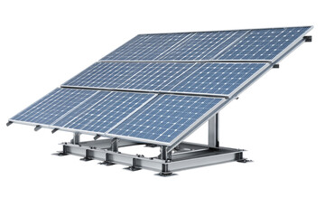 Solar Panel Array on Metal Frame for Renewable Energy Generation and Sustainable Power Solutions, isolated on transparent background