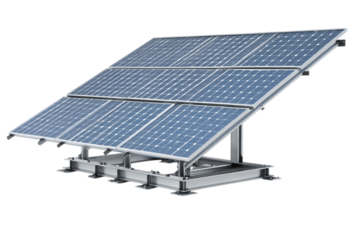 Solar Panel Array on Metal Frame for Renewable Energy Generation and Sustainable Power Solutions, isolated on transparent background