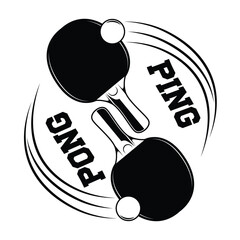 Ping pong sport emblem. Monogram Vector illustration. Black and white team or sport club emblem design