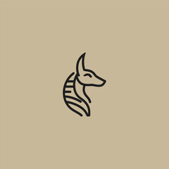 Anubis logo in simple and clean line art illustration style.