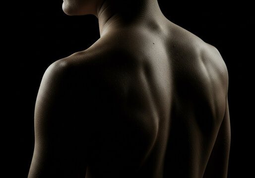 Athletic Male Back Muscles, Studio Lighting