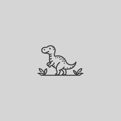 Dinosaur logo in minimalist and smooth line art design.