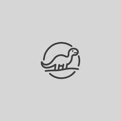 Dinosaur logo in minimalist and smooth line art design.