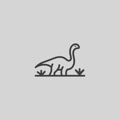 Dinosaur logo in minimalist and smooth line art design.