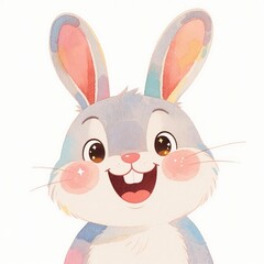 Fototapeta premium Happy Bunny Cute Watercolor Illustration