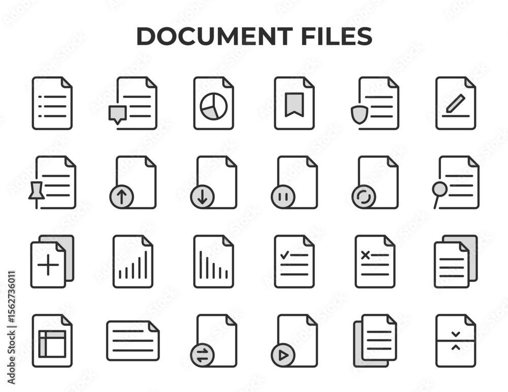 Aufkleber document file icon set paper data digital office business management vector