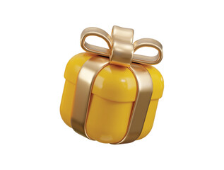 Gift box with golden ribbon icon 3d render concept of anniversary or birthday gift box icon vector illustration