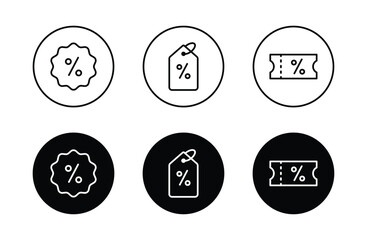 Discount percent tag icon set vector	