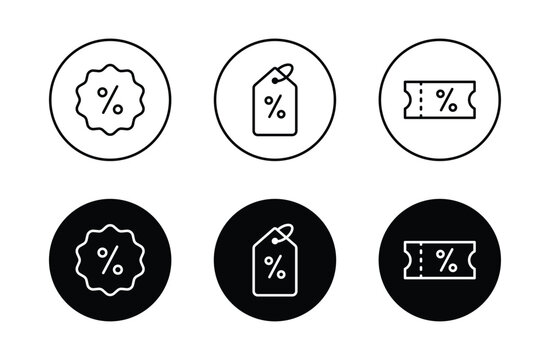 Discount percent tag icon set vector	