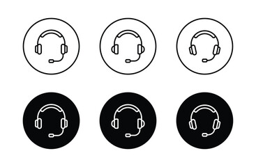 Headphones icon set. Customer support symbol vector	