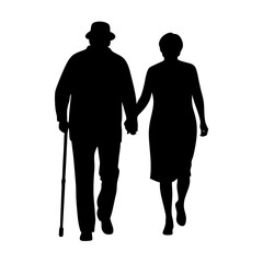 silhouette of a senior couple