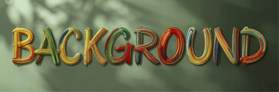 Colorful Artistic Painted Brush Stroke Text "Background" on Green Abstract Backdrop, Creative Typography Banner, Vibrant Design