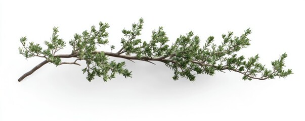 A long, slender branch with small, dense green leaves extends across the image