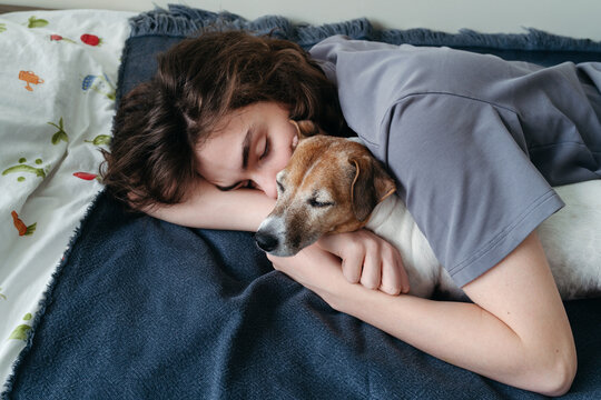 Cozy Moments Shared Between a Person and Their Dog 