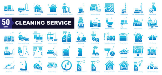  Cleaning Service Glyph Gradient icon Set