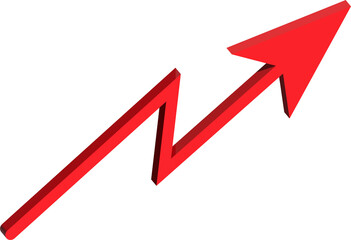 Red 3d arrow chart showing upward trend and growth