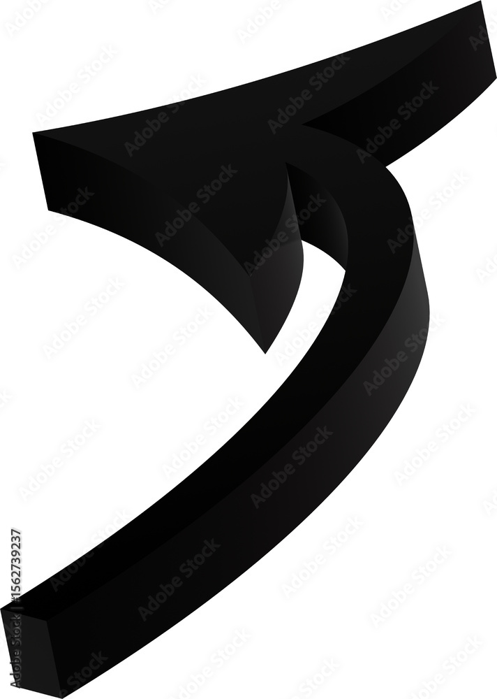 Poster abstract 3d black shape with smooth curves and sharp edges on white background