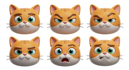 Fototapeta premium Cartoon cat heads with various expressions