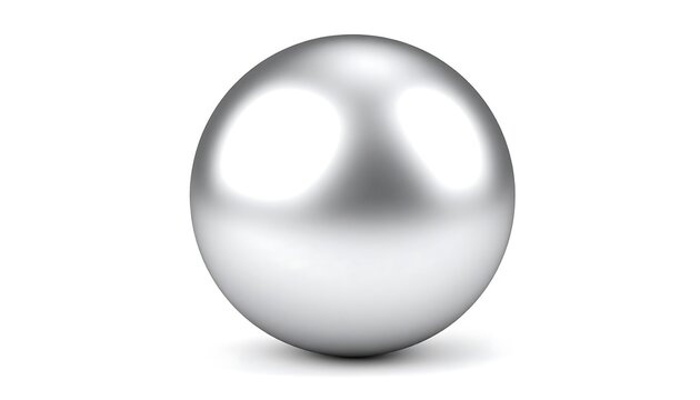 Shiny Silver Sphere on White Background.
