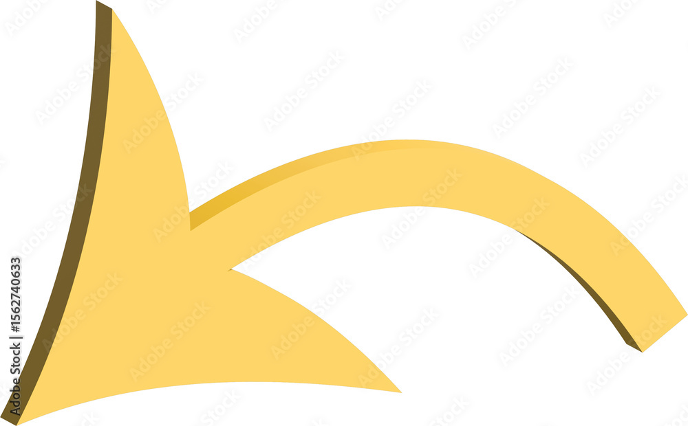Poster a yellow curved arrow pointing to the left with a subtle 3d effect