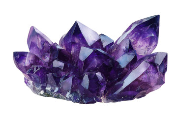 Fototapeta premium Cluster of sparkling purple amethyst crystals on a transparent background