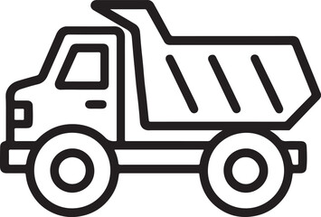 linear dump truck silhouette logo design vector illustration