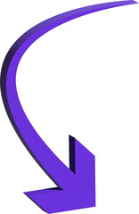 A bold purple arrow curves downward with a 3d effect on a white background