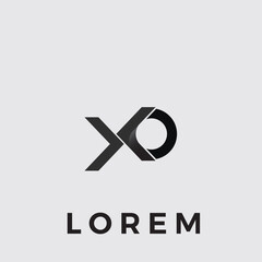 Abstract logo icon of written alphabet letters XO