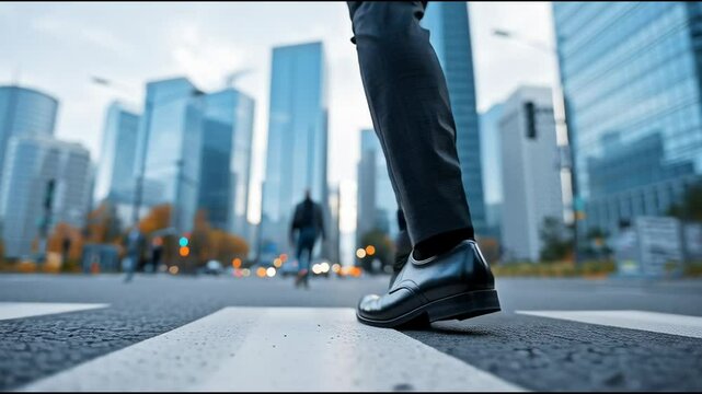 オフィス街を歩くビジネスマンの動画