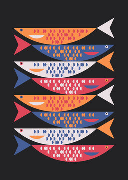 Colorful geometric fish