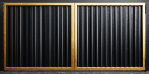 Modern black and gold corrugated metal gate.