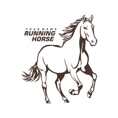 Running Horse logo design vector. Silhouette Horse Template Illustration. Icon Symbol