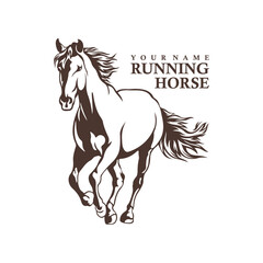 Running Horse logo design vector. Silhouette Horse Template Illustration. Icon Symbol