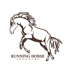 Running Horse logo design vector. Silhouette Horse Template Illustration. Icon Symbol