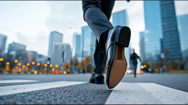オフィス街を歩くビジネスマンの動画