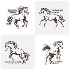 Set of Running Horse logo design vector. Silhouette Horse Template Illustration. Icon Symbol